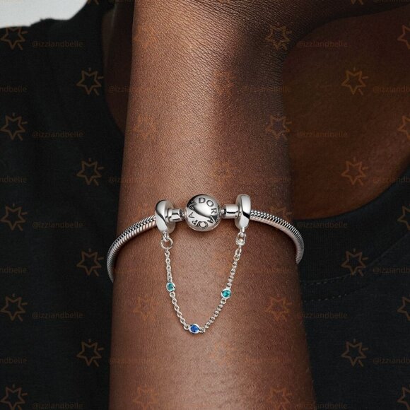 Pandora Triple Blue Stone Safety Chain - Picture 4 of 5